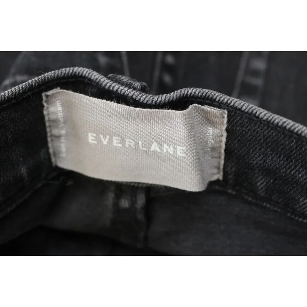 Everlane Black High Rise Kick Boot Cut Raw Hem Crop Jeans Size 26R